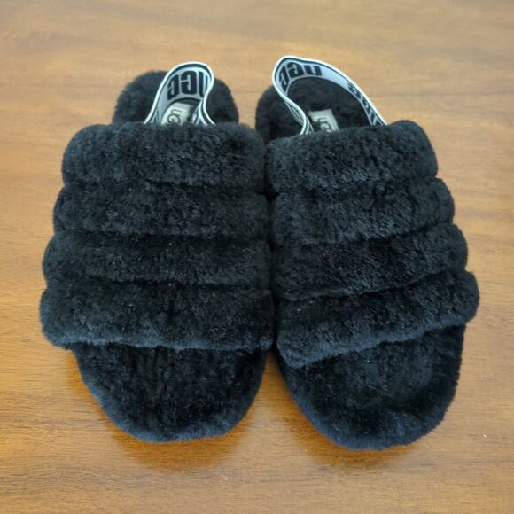 UGG Fluff Yeah Slides slippers Black  size 6 - Picture 5 of 6